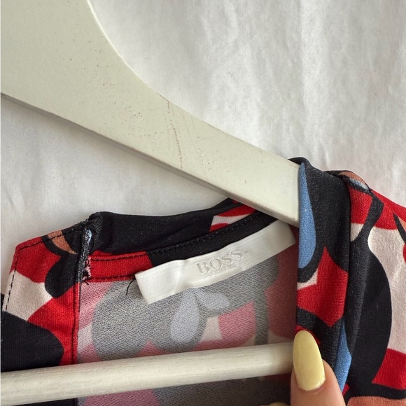 BOSS ELEIKA PRINT JERSEY SHEATH DRESS FLORAL RED BLACK Size XS - Picture 4 of 16